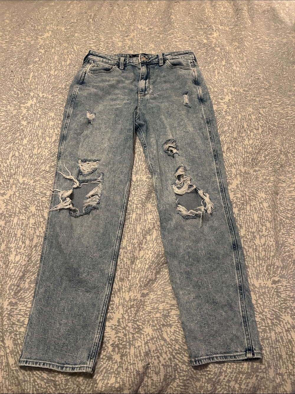 Hollister Light Blue Distressed Straight-Leg Jeans